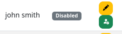 Enable and Disable icons highlighted in the user list actions