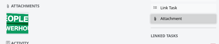 Attachments section within the card details modal showing file thumbnails
