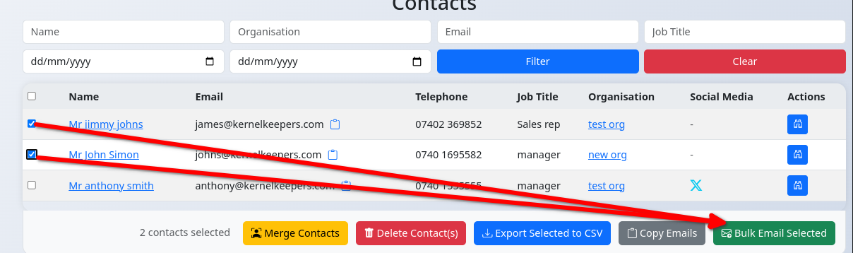 Email campaign creation/edit form showing all fields