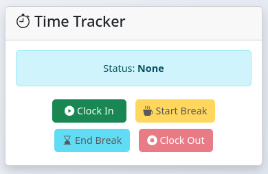 My Hours timer controls panel showing status and buttons