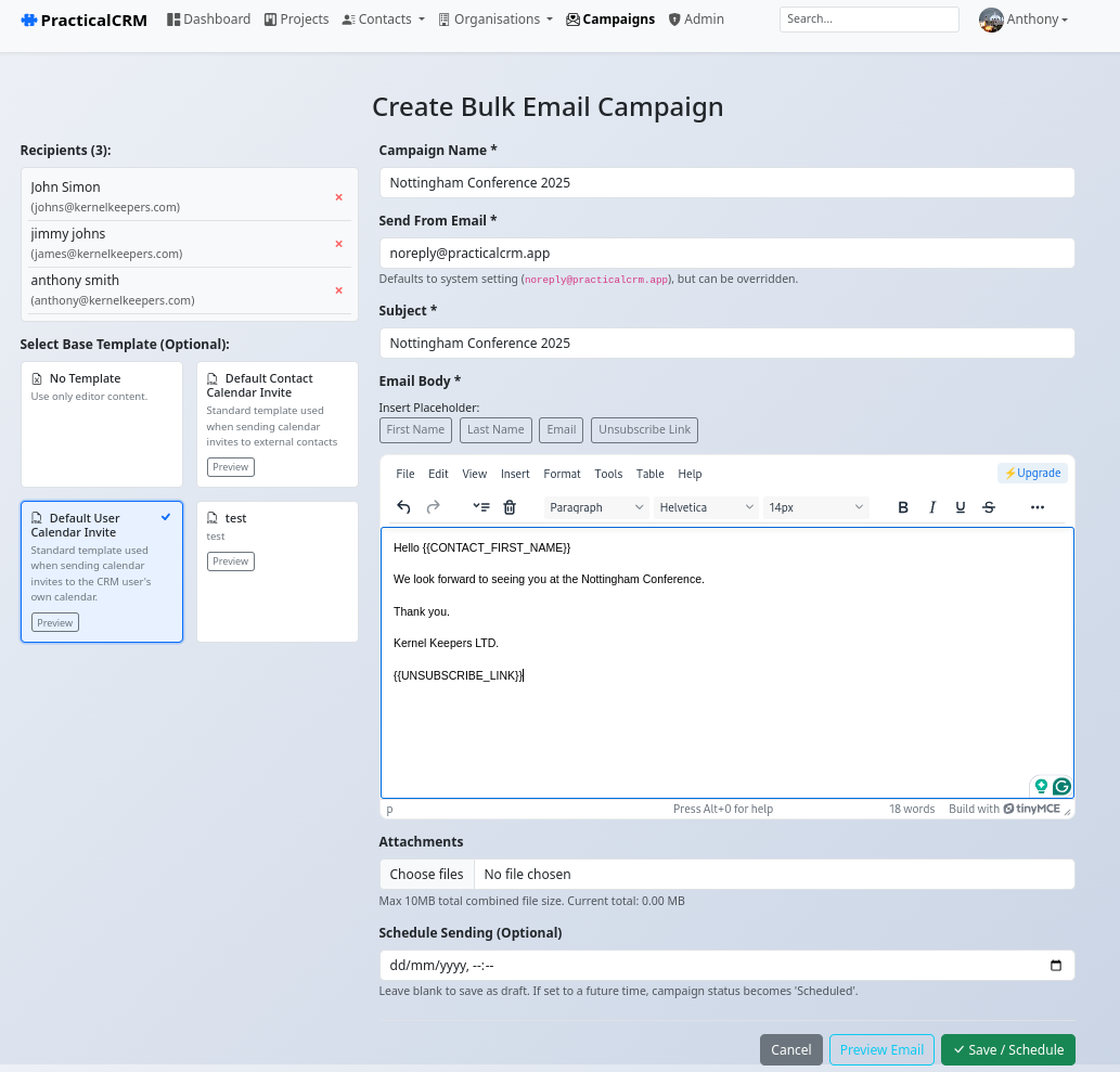 Email campaign editor