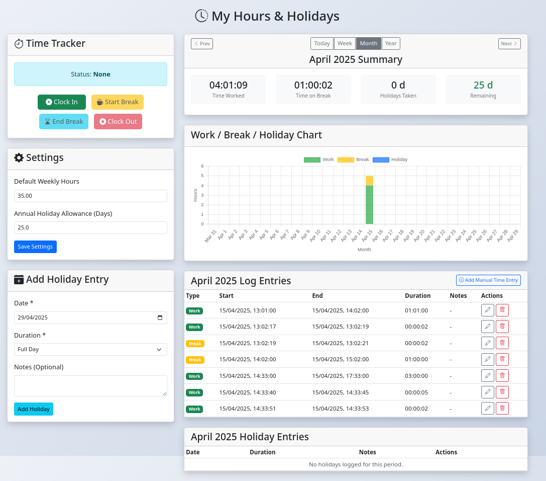 Time tracking interface